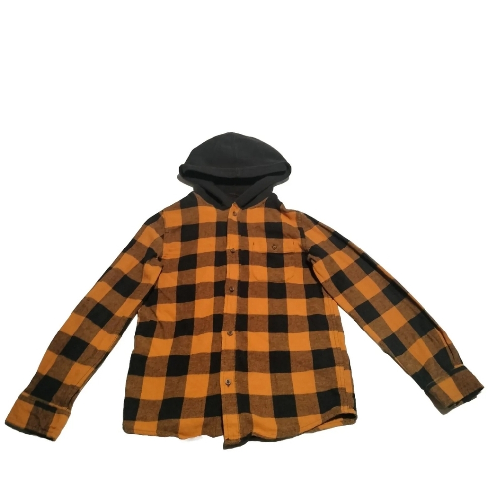 Route 66 t shirt  Orange Hooded flannel size L 10/12